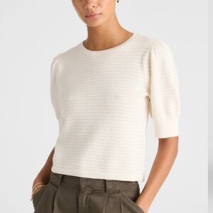NWT Madewell Merino Wool Silk Puffed Sleeve Sweater Tee M